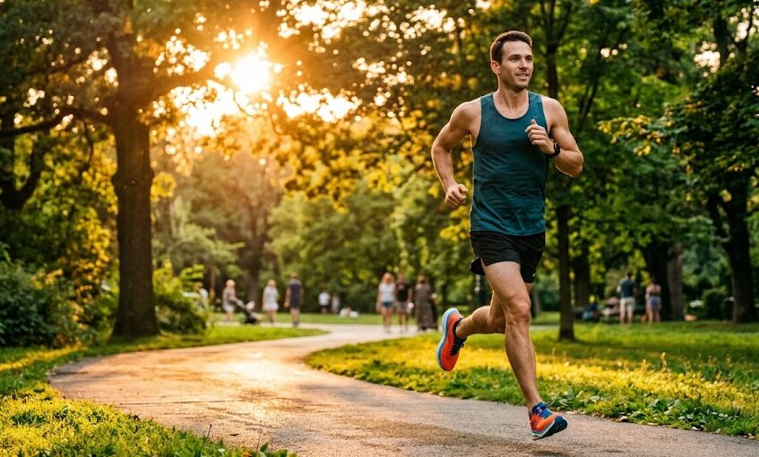 Weight Loss and Vitality Weight Loss and Vitality: A fit man running outdoors, showcasing the lasting results of proper hormonal balance and restorative sleep.