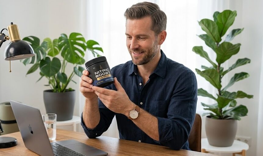 Customer holding a premium horny goat weed capsule formulation designed for efficacy and nitric oxide support.