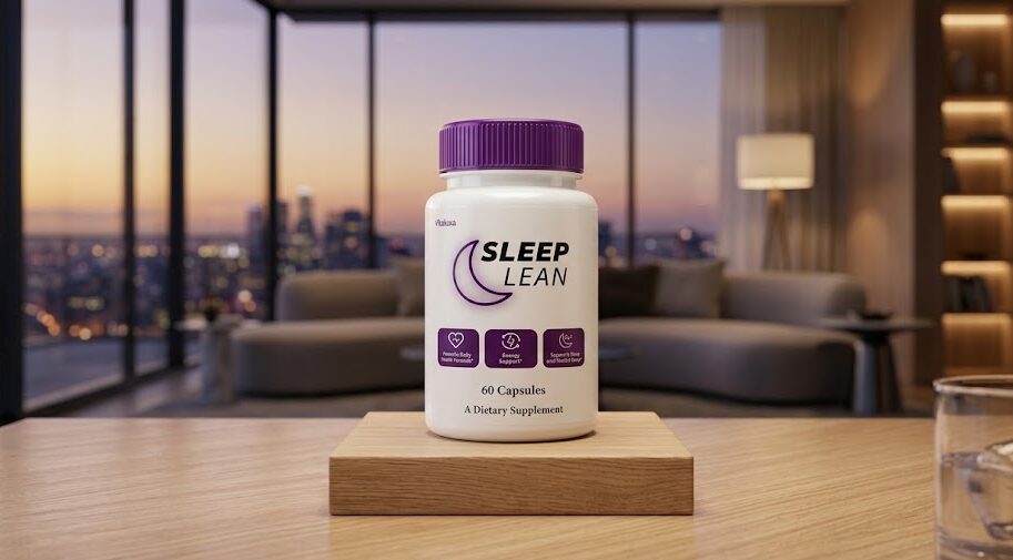 Sleep Lean Reviews Close-up view of a premium supplement setup in a luxurious room, representing the authentic sleep lean official website batch.