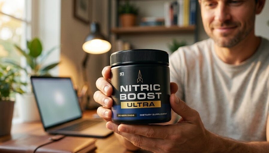 Satisfied customer holding a premium beet root powder supplement for vascular support.