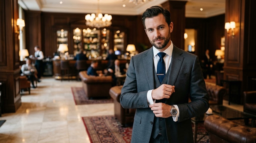 A confident man in a tailored suit, representing the successful investment in personal grooming.