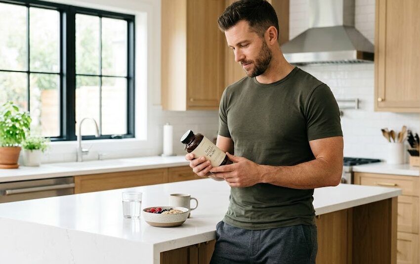 Athletic man engaging in heavy resistance training to maximize how d aspartic acid increase testosterone.